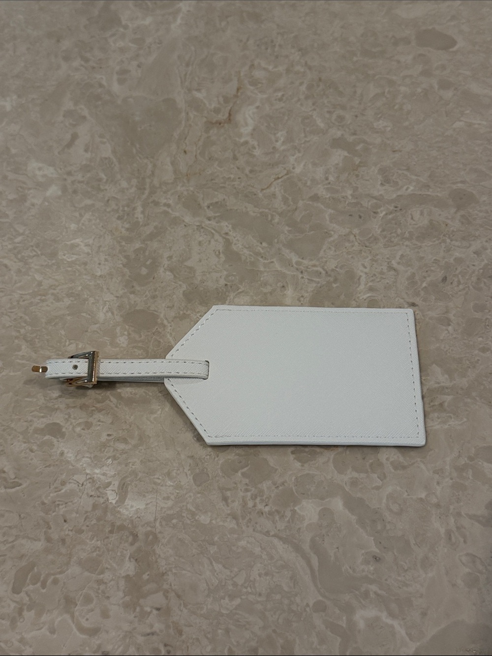 White Vegan Leather Luggage Tag